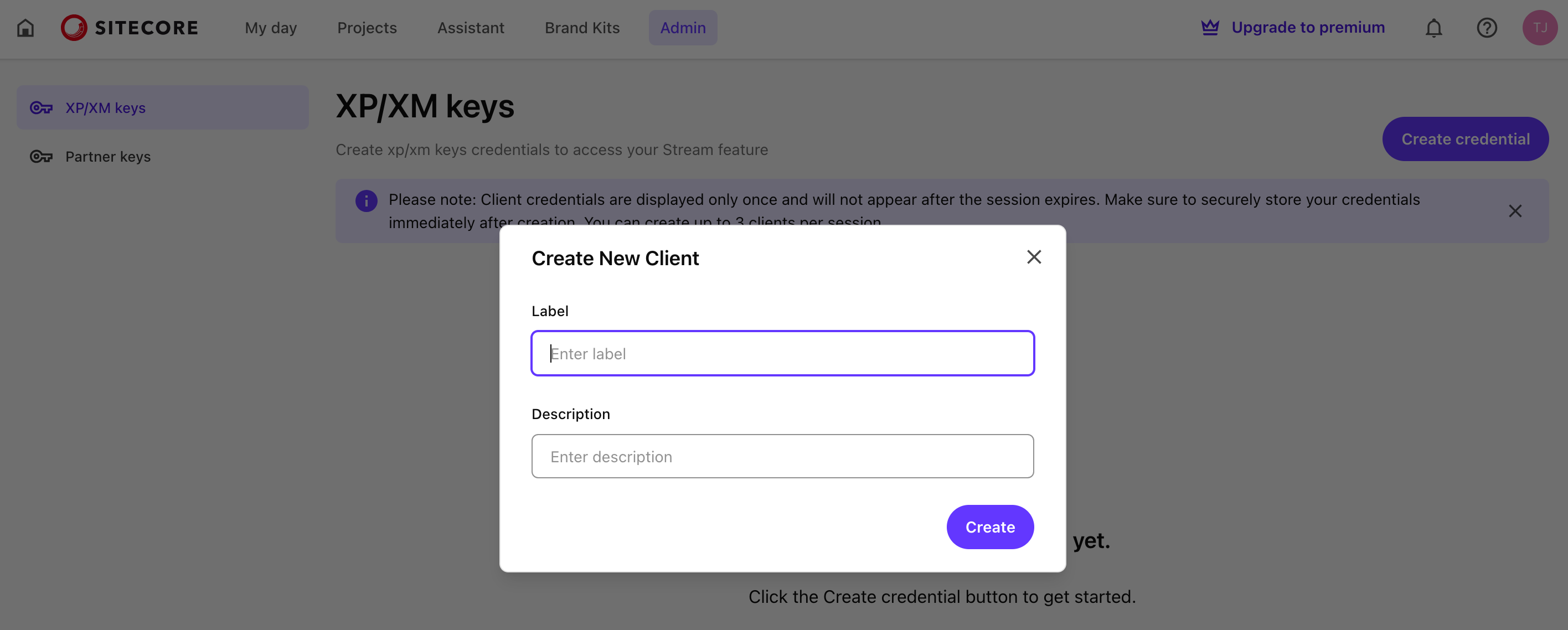 Sitecore Stream Credentials