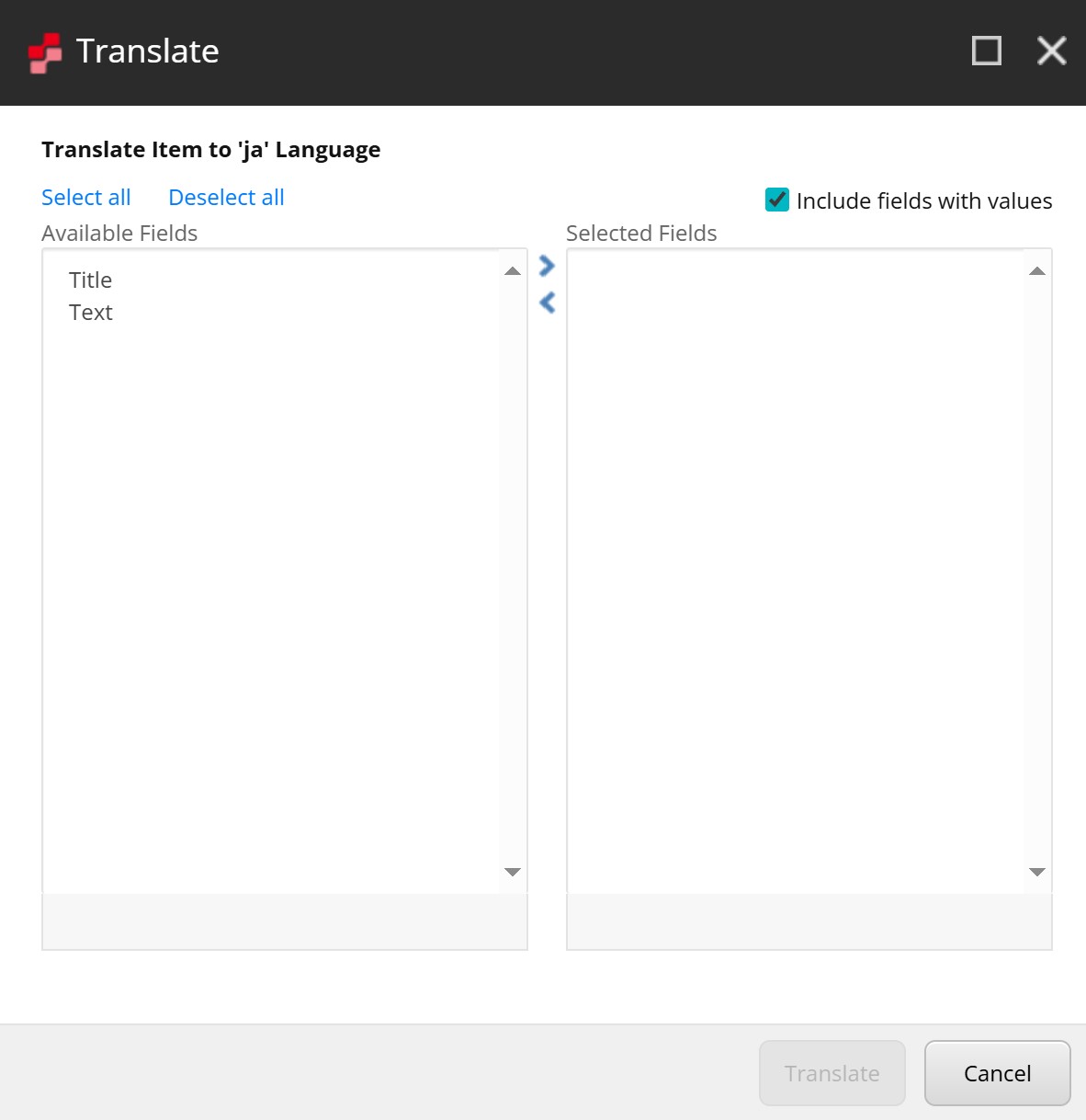 Sitecore Stream Translate Dialog