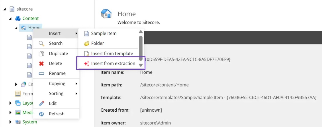 Sitecore Stream Insert Item