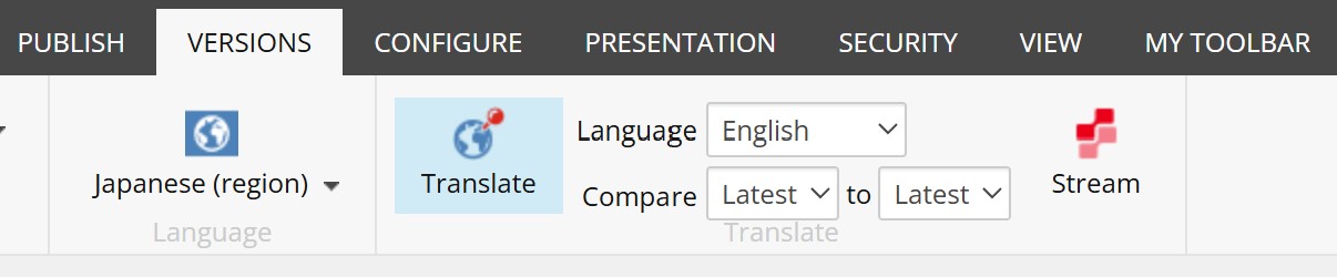 Sitecore Stream Translate Version Tab